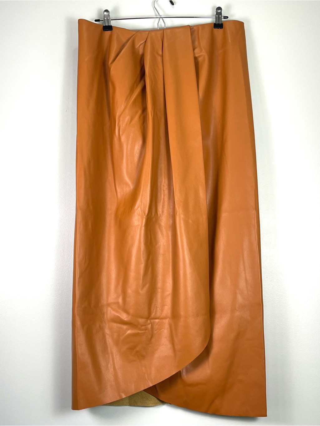 Johanna Ortiz Pacifico Sur Vegan Faux Leather Wrap-Look Maxi Skirt Brown Sz.12